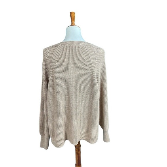 Jessica Simpson Ribbed Sweater Women's XXL Knit Tan Brown Crewneck - Picture 2 of 8